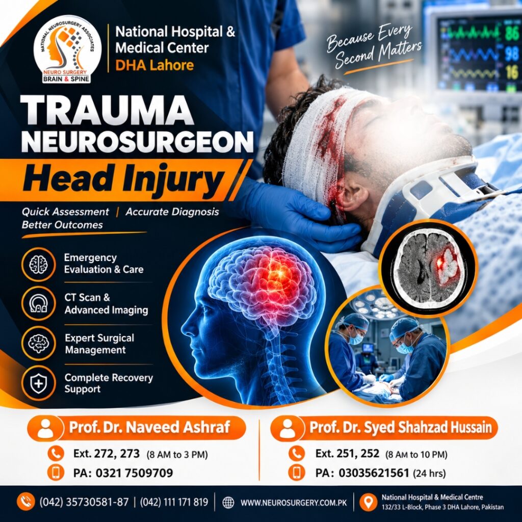 trauma neurosurgeon -head injury - best neurosurgeon in lahore DHA lahore Pakistan
